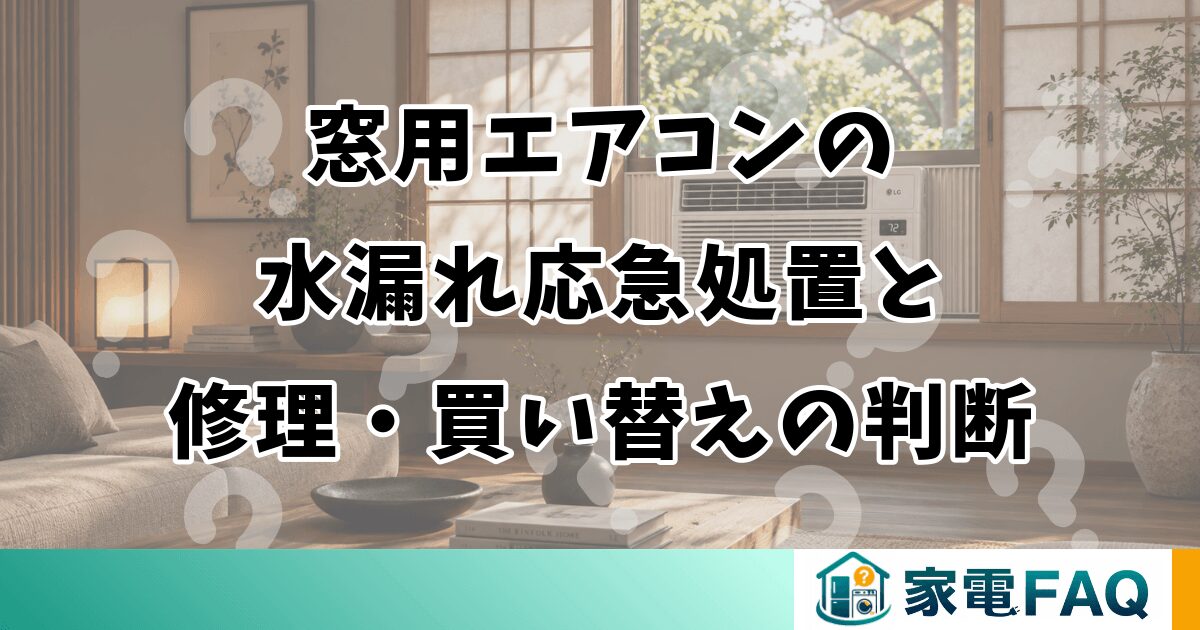 窓用エアコンの水漏れ応急処置と修理・買い替えの判断